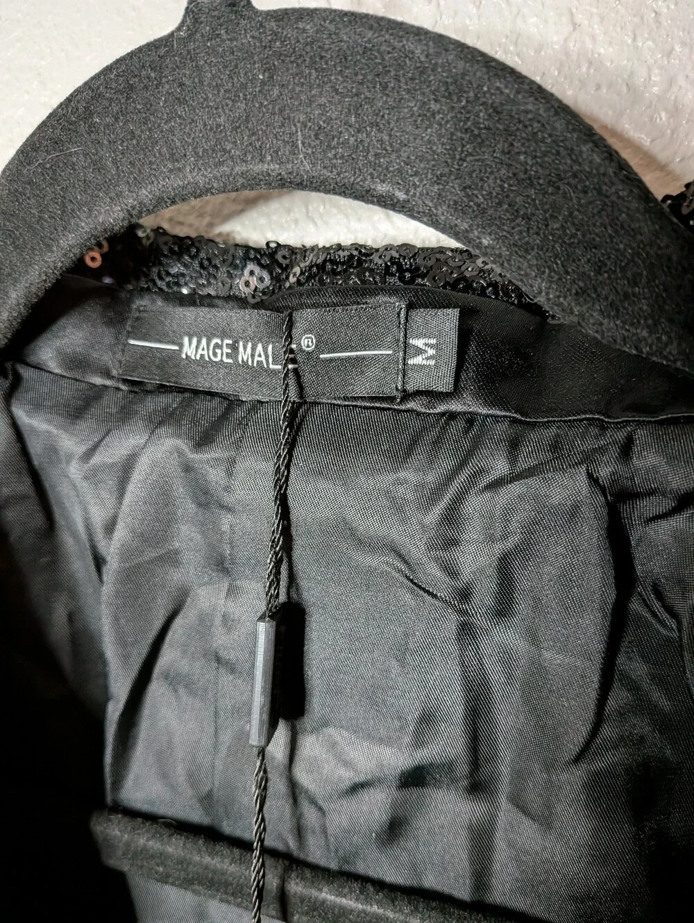 New Mage Male Black Sequin Halloween Cosplay Theater Novelty Blazer Jacket M NWT